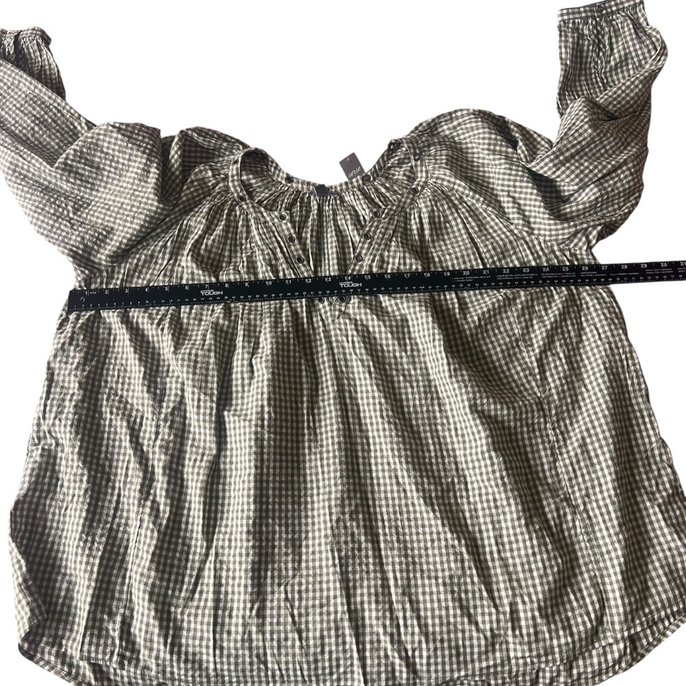 Arie‎ NEW Green & white woven Gingham fairy lightweight women’s top SZ L - Picture 9 of 11